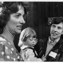 Lee Hart (Mrs. Gary Hart), campaigning for her husband in 1984 presidential primary (Democrats) in Sacramento