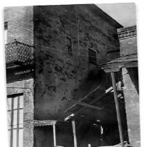 Side and partial front view of Springfield Brewery, with shed structure visible