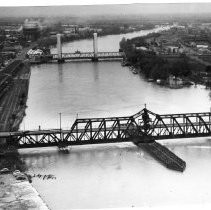 Sacramento River at Near Flood Stage Under the I Street Bridge