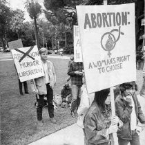 Pro and anti-abortion rally on the steps of the State Capitol