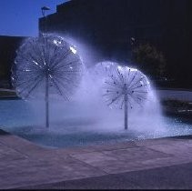 View of the fountains in front of Macy's