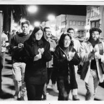 Dr. Martin Luther King, Jr., assassination. Candlelight march down the street in Sacramento