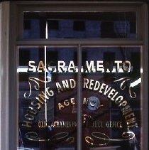 Old Sacramento historic district. View of the Sacramento Housing and Redevelopment Office in the former Steam Navigation building on the west side of Front and K Streets