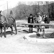 "Old Arrastra Method in early mining days of crushing ore."