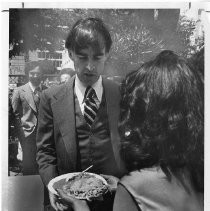 Gov. Brown with plate of Mexican food