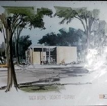 Renderings for the proposed Taketa Building project in the redevelopment district