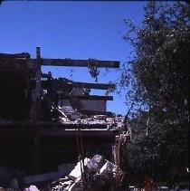 Demolition site at K and L, 12th and 13th Streets for the new Hyatt Hotel in 1984. A State of California building and a public parking lot occupied the site