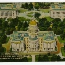 Color image of the California State Capitol building and the State Office Building and State Library