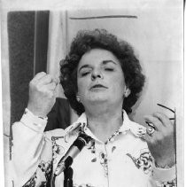 Mercedes McCambridge, the actress, giving a speech