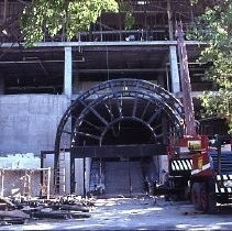 View of the construction site for Weinstock's Department Store on the K Street Mall or Downtown Plaza