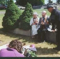 Tule Lake Linkville Cemetery Project 1989: Religious Figures Pray to the Gravemarker