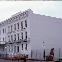 Old Sacramento. View of the Clarendon House apartment building on the corner of Second and L Streets