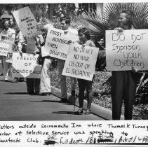 Protestors picket Selective Service chief