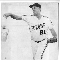 Bob Lemon, the Hall of Fame pitcher, throws a pitch in a Sacramento Solons uniform