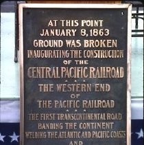 Old Sacramento. View of the Central Pacific Railroad Depot or Passenger Station under reconstruction