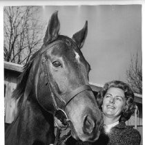 Norma Matthews Lauer, an Olympic equestrian, with her prize mare Tin Lizzie