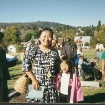 Tule Lake Linkville Cemetery Project 1989: Mother and Daughter Pose For Camera