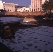 View of the construction for the Liberty House Department Store in the Downtown Plaza on K Street also known as the K Street Mall