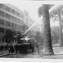 Exterior view of the California State Capitol showing the demolition of the apse or center section to make room for the Annex on the east side of the building