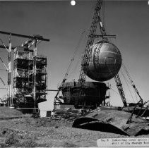 Alpha test stand. No. 6. Installing inner sphere into outer shell of LH2 storage tanks for T.S. 2