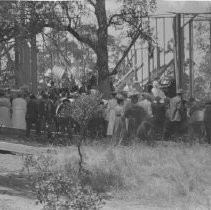 View of women in front of the construction of the Women's Thursday Club of Fair Oaks