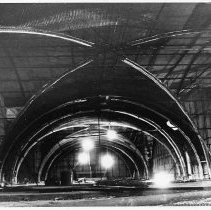 View of the steel reinforcement rods in place in a part of the curved ceilings under reconstruction of the California State Capitol building