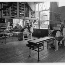 Interior view of the Make Up Equipment room for Old Home and Betsy Ross Bread for Pioneer Baking Company