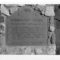 View of the plaque for Robinson's Ferry, California State Landmark #276 in Calaveras County
