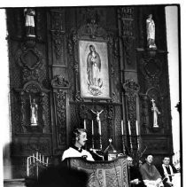 View of a memorial service at the Lady of Guadalupe Catholic Church for the anniversary of the assassination of Archbishop Oscar Romero in El Salvador