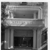 Exterior view of the front of the Merrium Apartments before demolition