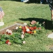 Tule Lake Linkville Cemetary Project: Flowers Upon Memorial Marker