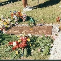 Tule Lake Linkville Cemetery Project 1989: View of flowers and apaper cranes