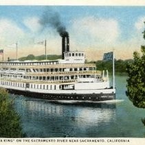 Color image of the Steamer Delta King on the Sacramento River near Sacramento