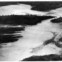 Caption reads: "Frenchman Reservoir, shown in the aerial, and Antelope Reservoir, are two importan bodies of water already created by the California Aqueduct State Water Project in Plumas County."