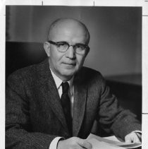 Augustus F. Hawkins, California congressman, who was the first African-American from California in Congress and worked on Civil Rights, Education and Employment issues. Caption: "...not changing policy"