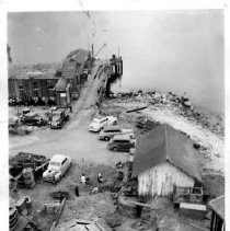 Drake's Bay. "Site of possible Drake's Fort archaeological excavation, Point Reyes, Drake's Bay, Marin County, California, August 22, 1948." Overhead view of dig site