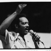 Jesse Jackson, the civil rights activist, founder of Rainbow/PUSH, and Baptist minister who ran for president in 1984 and 1988 and served as the first U.S. Shadow Senator from D.C. He is speaking at the State Capitol in Sacramento