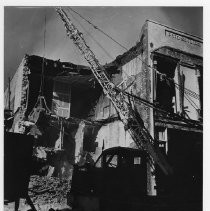 View of the West End Redevelopment project continuing with the demolition of buildings slated for removal. This view is on Merchant Street between 5th and 6th Streets