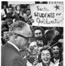 Senator Barry Goldwater campaigning for Republican nomination for presidency
