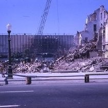 Views of redevelopment sites showing the demolition of buildings in the district. These view date from 1959 to 1963. Specific sites are not identified in this set of images