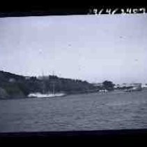 A ship at anchor in the San Francisco Bay area