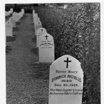 Headstone Sister Mary Dominica Arguello, first native daughter to receive the Dominican Habit in California