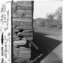 Caption Reads: "The Romaggi House, built in 1852, almost touches the pavement of Highway 49, but the state plans to move the roadway 30 feet away from the building . . ." in Calaveras County