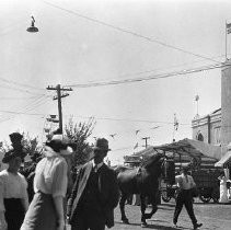 Fairgoers pause near the Horticulture Building