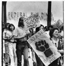 Demonstrators march in opposition to the Bakke affirmative action court decision