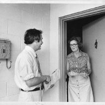 Phillip Isenberg, Sacramento City Councilman, Mayor, Assemblymember. He is shown as candidate for mayor, speaking with a voter at her front door