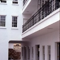 Old Sacramento. View of the Clarendon House apartment building on the corner of Second and L Streets