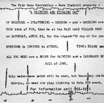 Flyer for Fair Oaks Recreation and Park District's "Painting and Piddling Day."