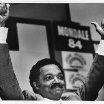 Jesse Jackson, the civil rights activist, founder of Rainbow/PUSH, and Baptist minister who ran for president in 1984 and 1988 and served as the first U.S. Shadow Senator from D.C. He is speaking to the Mexican-American Con. during presidential run