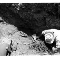 Drake's Bay. "F. Fenenga and J. Hussey in excavation of 1948 - possible Drake's landing."